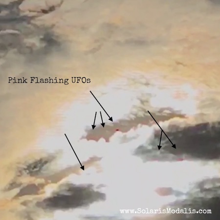 Daytime UFOs Flashing Red Pink Lights, Solaris Modalis, SolarisModalis