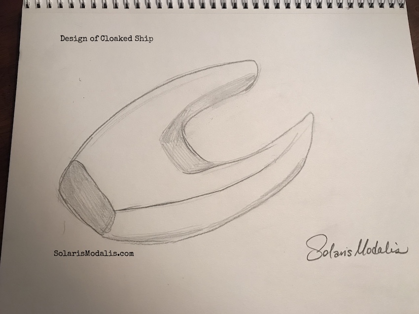 Solaris Modalis, SolarisModalis, cloaked ship, cloaking technology, UFO, handrawn image, hand drawing